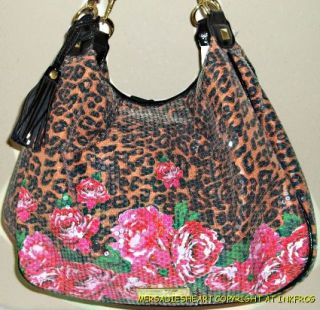 Handbag Betsey Johnson Sequented Rose Design Tobo Glamour Grirl Hobo 