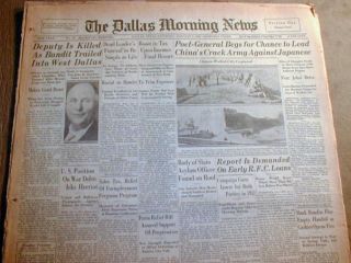   LOCAL Dallas newspapers BONNIE & CLYDE Barrow kill Texas lawman Hdlne