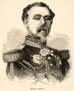 1874 Wood Engraving Portrait Costume Uniform General Lebrun French 