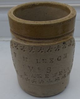 RARE Leech Veterinary Surgeon Bakewell Slab Seal Stoneware Pot 1870s 