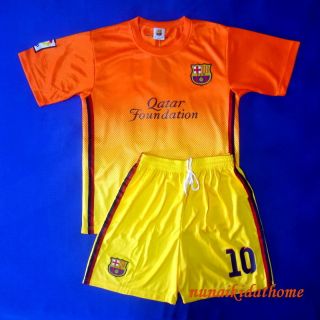 Barcelona Messi 10 Away Kids Soccer Jersey Shirt Short Set Size M 