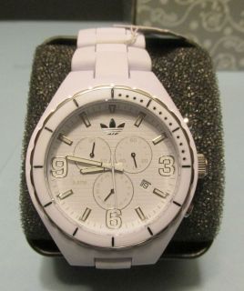 Men`s Adidas Cambridge Watch White Chronograph Siver Tone Retail $115 