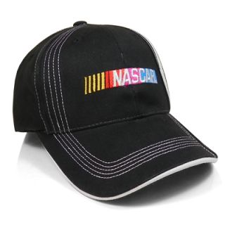 this low profile brushed cotton hat has a nascar logo embroidery in 