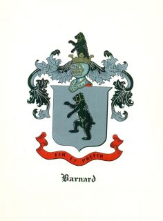 Great Coat of Arms Barnard Family Crest Genealogy Would Look Great 