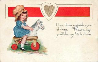 Valentine Little Girl Three Wheel Horse Scooter Riding Toy Embossed 