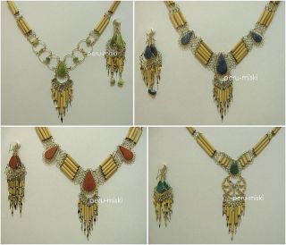 Sets Bamboo Stones 6 Necklaces 6 Pairs Earrings Peruvian Jewellery 