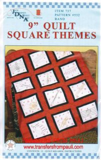 Music Instruments 9 Quilt Squares Stamped Embroidery