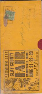 1937 Clay County Barnesville Moorhead MN Fair Book