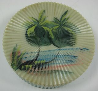 Vintage Barware Plastic Coasters in Ribbed Box Painted Hawaiiana Palms 