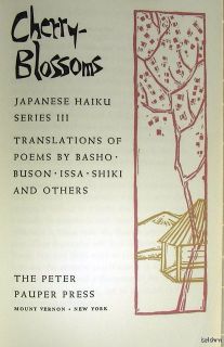 Cherry Blossoms   Japanese Haiku Third Series   1960   Ships Free U.S 