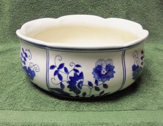   Vintage Flow Blue Flower Design Bowl or Wash Basin 12 Dia