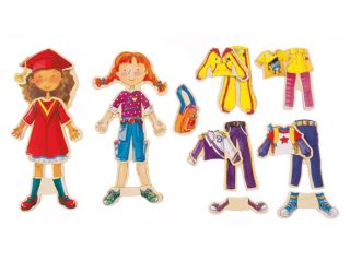 TS Shure Daisy Girls School Days Magnetic Wooden Dress Up Dolls   9766