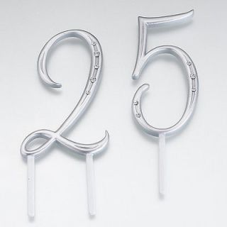 Silver Crystal Number 7 Seven Birthday Anniversary Cake Topper 