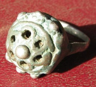 AUTHENTIC ANCIENT SILVER ISLAMIC CRUSADER RING 9 US 19mm 8652