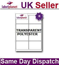 Per Page Blank Transparent Polyester Waterproof A4 Clear Labels 