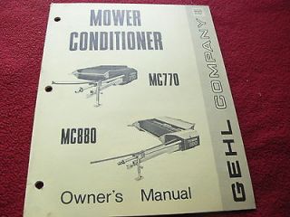 Gehl MC 770 880 Mower Conditioner Haybine Operators Manual