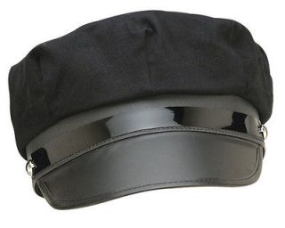 BLACK CHAUFFEUR HAT CAP TAXI LIMOUSINE LIMO DRIVER COSTUME HAT CAP 