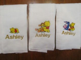 Personalized Burp Cloth Embroidered Baby Winnie the Pooh Eeyore 