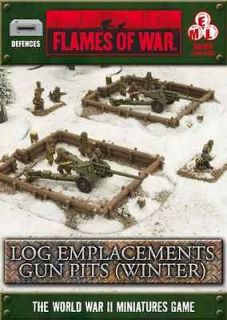FLAMES of WAR   Log Emplacement Gun Pit Markers (Winter) BB149