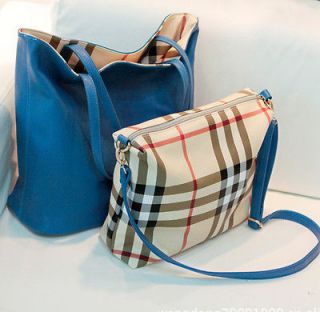 New designer Reversible Blue Strap Pu Handbag Shoulder bag With Small 