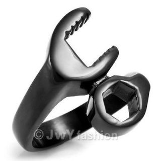 Size 11 Black Wrench Spanner Stainless Steel Men Ring LP11 410 1