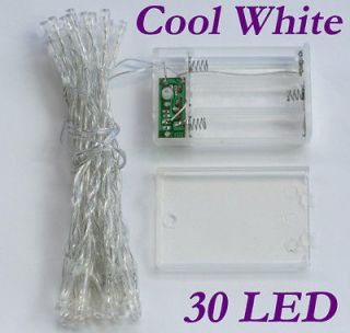 BATTERY POWER OPERATED 30 WARM WHITE LED MINI FAIRY LIGHTS CLEAR Xmas 