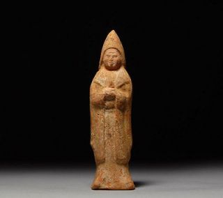 Ancient Chinese Tang Dynasty Terracotta Court Attendant Statue Figure 