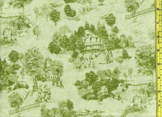 Green Toile Children & Farm Life cotton material measured by 1/4 yd 