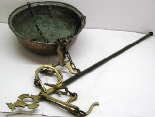 Stunning Huge Antique Brass Cast Iron Balance Scale Weight Pan No 