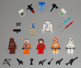 LEGO 7 STAR WARS Minifig Lot Lightsabers Chewbacca R2D2 Lego People 