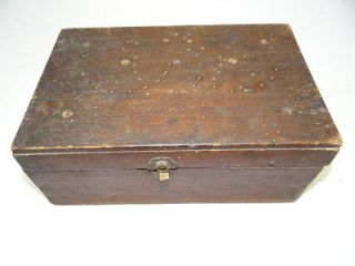Antique Old Wood Used Wooden Brass Studs CT Connecticut Storage Box 