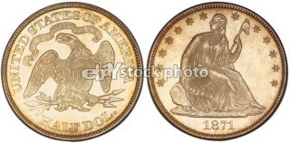 1871, Seated Liberty Half Dollar
