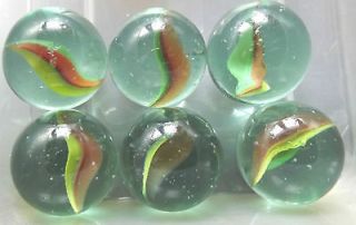 25mm 6 LARGE CLEAR WITH 3 COLOURS SHOOTER GLASS COLLECTORS MARBLES