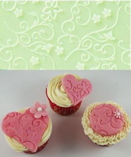 Small Embossing Mat: flowers, swirls. Cake Decorating/Cupcake Toppers