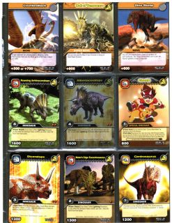 Page of 9 DINOSAUR KING UD TCG Card DKTB series. 1 Foil + 8 Common 