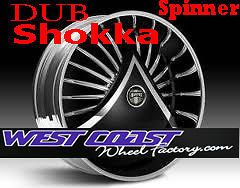 DUB Spinner 28 WHEEL Set SKIRTZ Spinners NEW DUB SHOKKA S601 Floater 