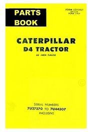 CATERPILLAR Cat D4 Diesel Tractor Dozer D 4 Parts Book Manual 7U27570 