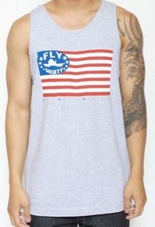 FLY SOCIETY TANK TOP GRAY MENS T SHIRT FLY WITH PRIDE FLAG TEE SIZE 