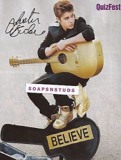 NEW   Justin Bieber Gold Guitar + Shoes 8 x 10 Mini Pin Up Believe 