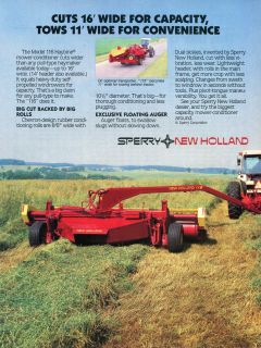 1985 Sperry New Holland 116 Haybine Mower Conditioner Tractor Ad