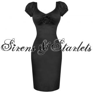 LADIES BLACK FITTED VTG 50S BETTIE PAGE STYLE COCKTAIL PARTY CAREER 