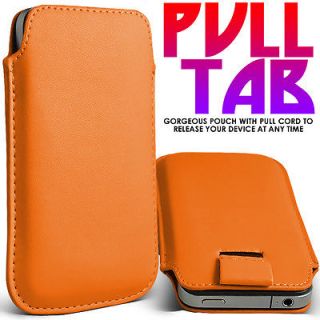 ORANGE PU LEATHER SLIDE IN PULL TAB CASE FOR PHILIPS X333