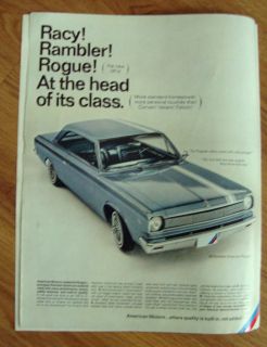 1966 AMC Rambler American Rogue Ad Racy At the Head of its Class