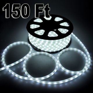 150 Cool White 2 Wire Neon Rope Light 120V 1/2 Cuttable Tube 