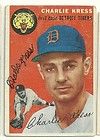 charlie kress 1954 topps signed 219 tigers 