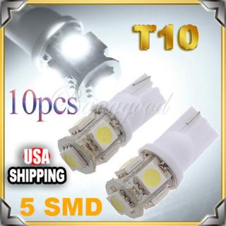 10x T10 194 168 W5W 5 SMD LED White Car Side Wedge Tail Light Lamp 