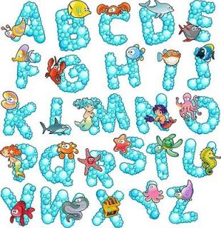 Marine Animals Alphabet Letters Removable Wall Sticker Vinyl Decal 