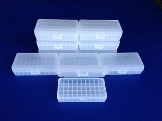 Newly listed 10 pack of 50 round plastic ammo boxes, pistol, 380, 9mm