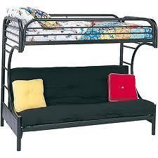 Eclipse Twin Over Full Futon Bunk Bed, Black White Or Silver Free Ship 
