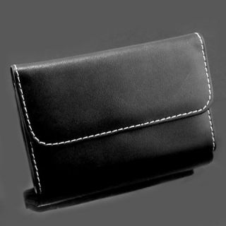 CLASSIC BLACK LEATHEROID BUSINESS ID CREDIT CARD HOLDER CASE SNAP 